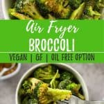 air fryer broccoli PIN with text overlay.