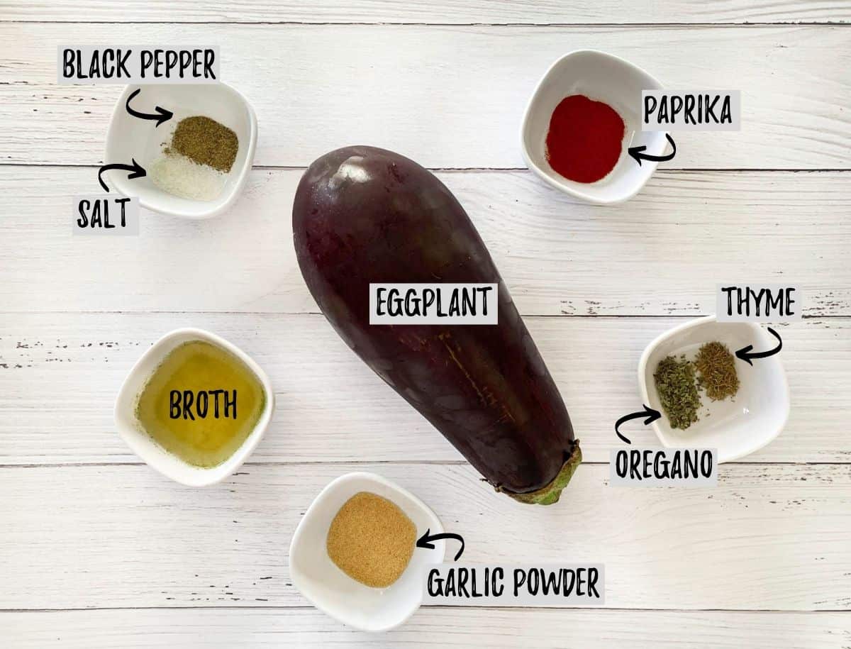 Ingredients needed to make air fryer eggplant.