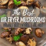 air fryer mushrooms PIN with text overlay.