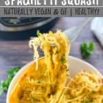 air fryer spaghetti squash with text overlay PIN.