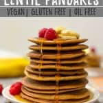 Banana Lentil Pancakes PIN image with text overlay.