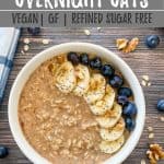 Banana overnight oats PIN with text overlay.