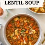 Cauliflower and lentil soup PIN.