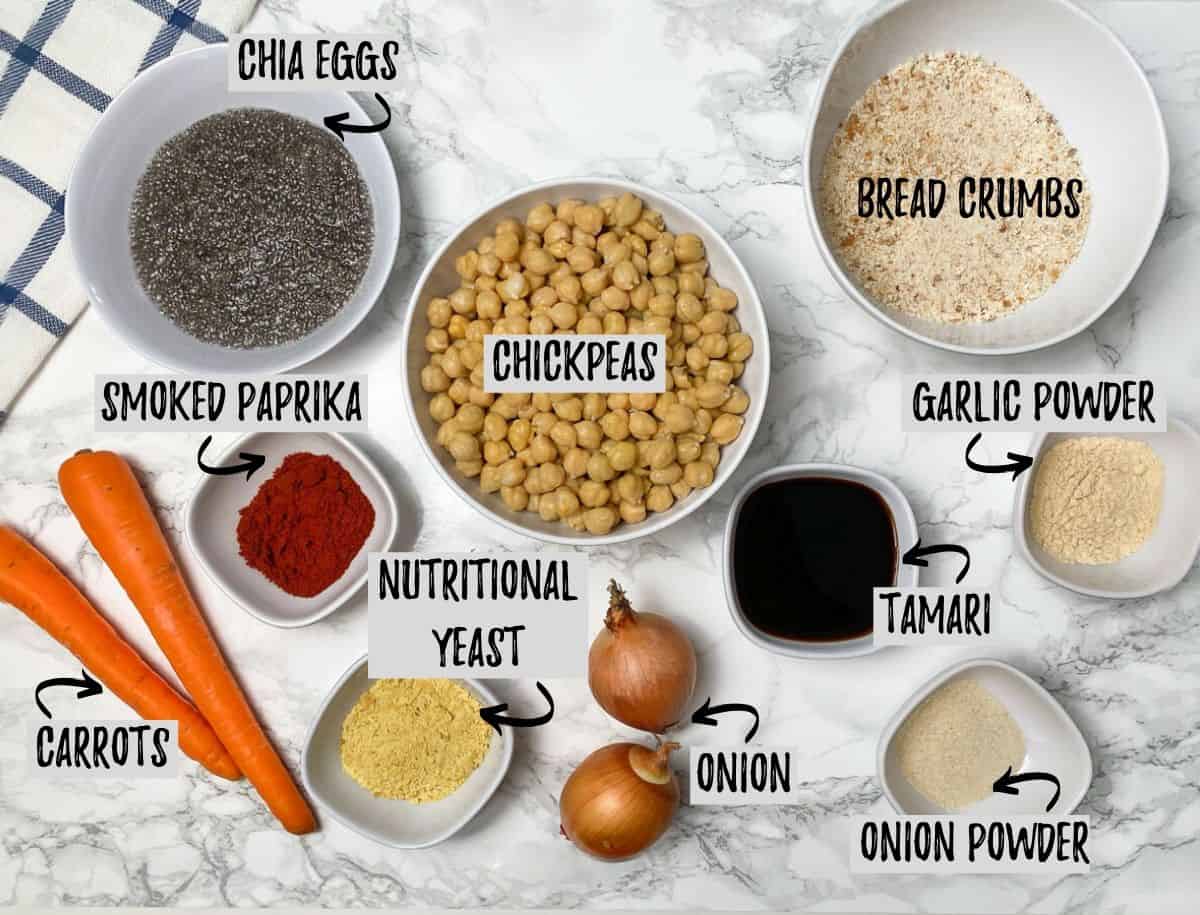 ingredients to make chickpea meatloaf