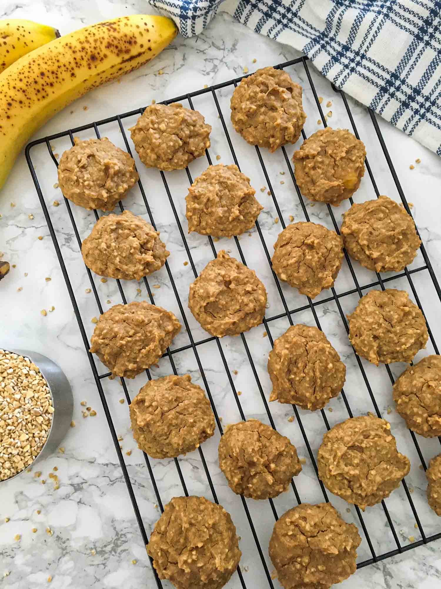 chickpea peanut butter cookies cooling on rack