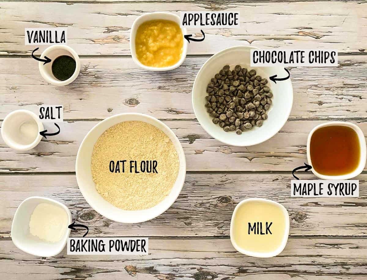 Ingredients needed to make plant based chocolate chip cookies.