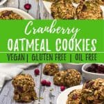 Cranberry Oatmeal Cookies PIN with text overlay.
