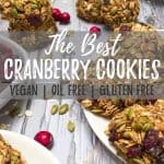 Cranberry Oatmeal Cookies PIN with text overlay.