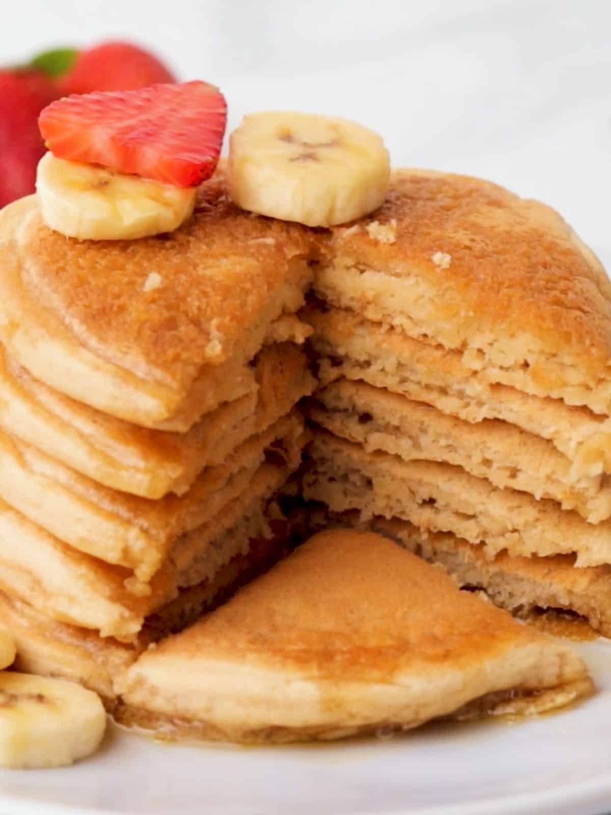 Pancake stack with triangular wedge cut through the stack.