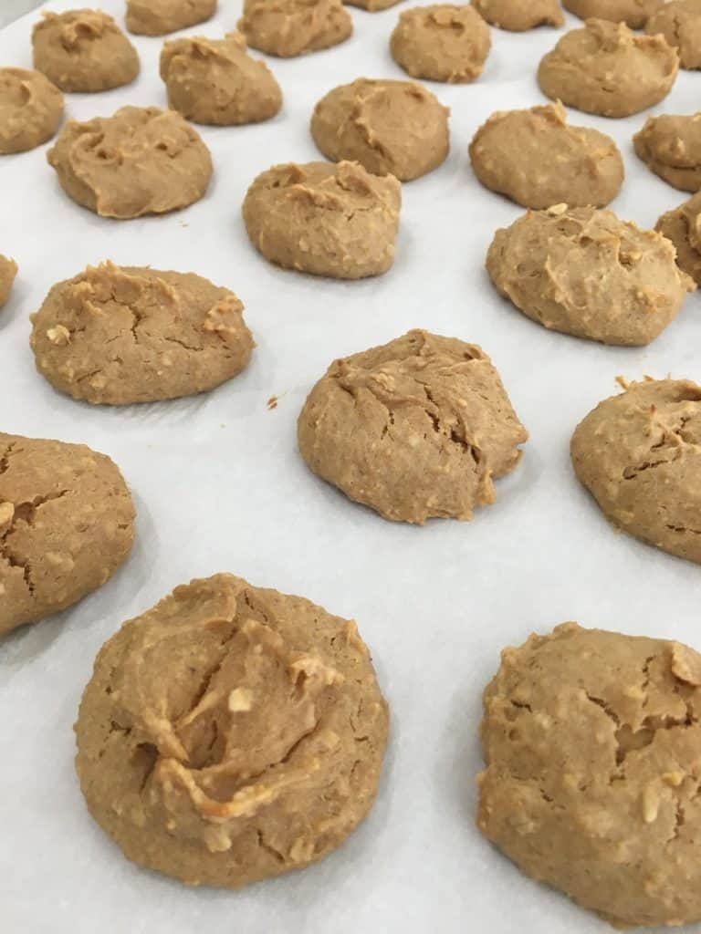 healthy chickpea cookies on baking sheet