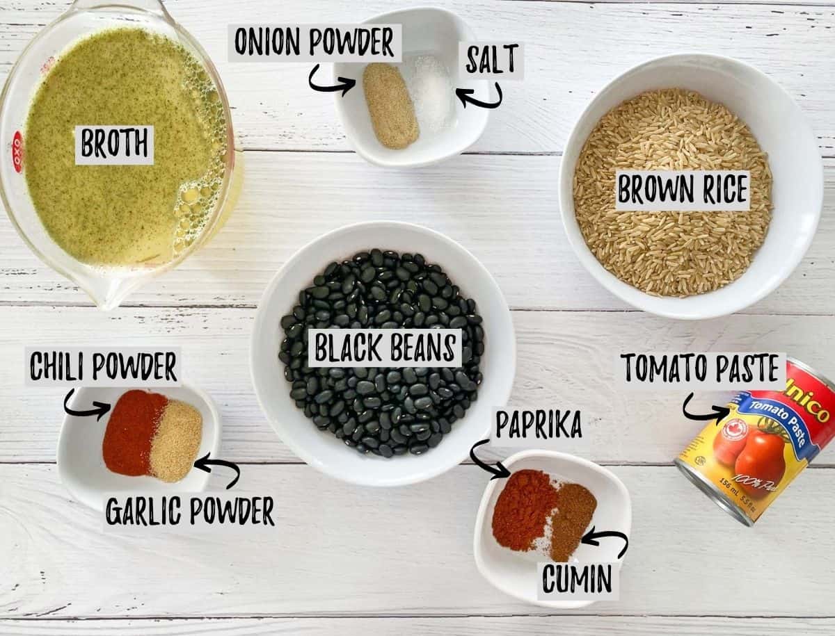 Ingredients needed to make Instant Pot Mexican casserole.