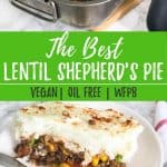 Pinterest image of shepherd's pie with text overlay.