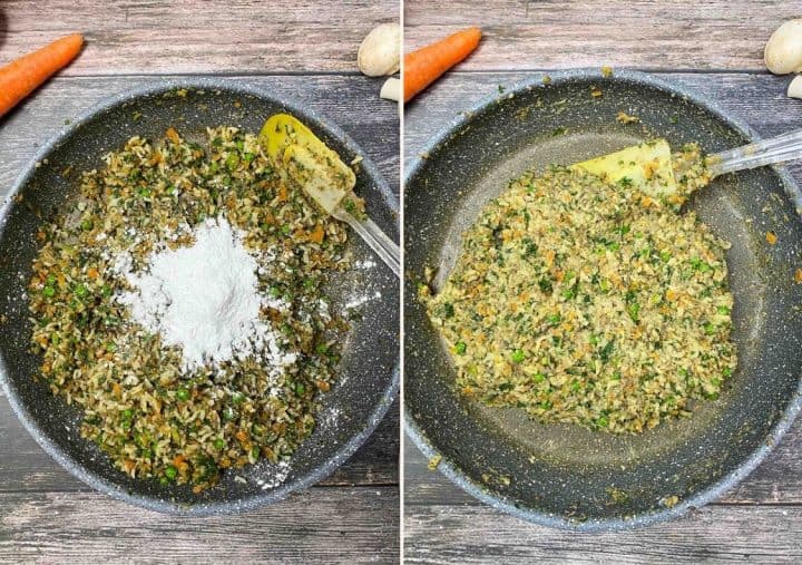 skillet with finely chopped vegetables