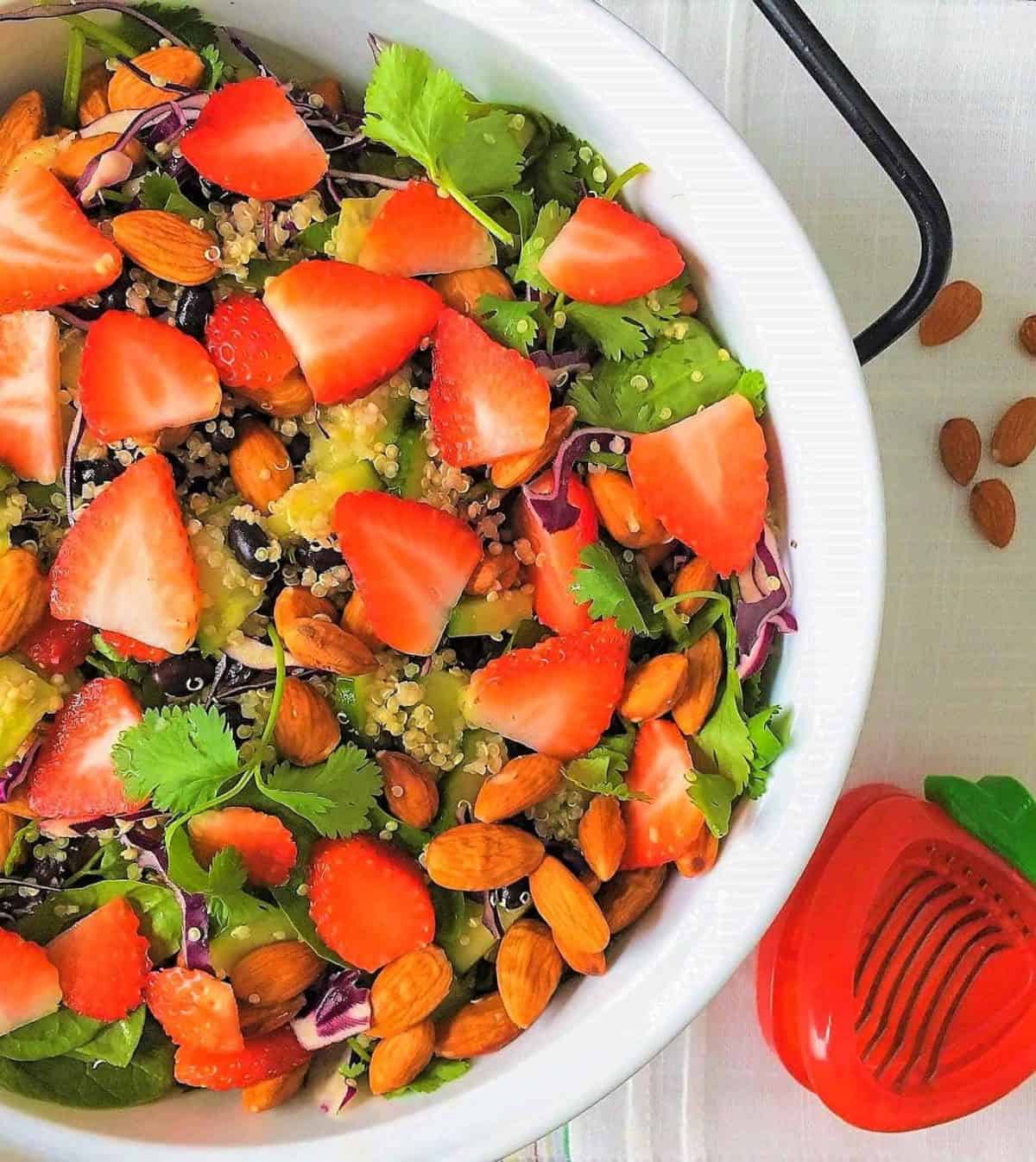 Strawberry Spinach Salad in serving bowl