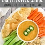 cauliflower cheese dip PIN image with text overlay.
