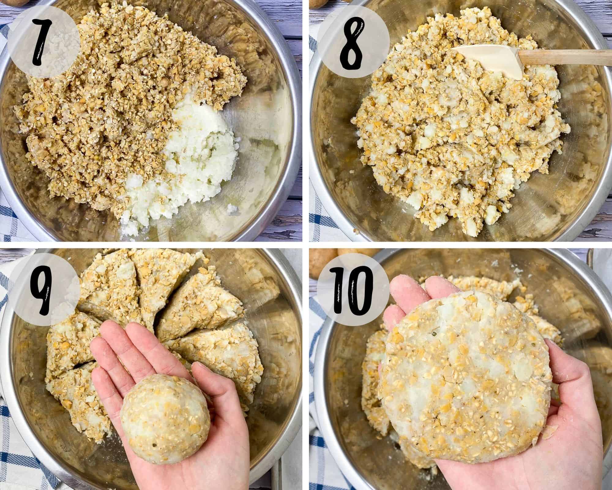 mixture for vegan burgers in large mixing bowl