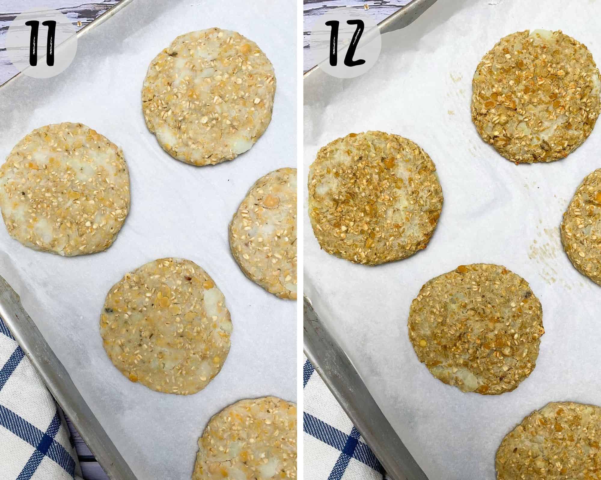 vegan patties on baking tray