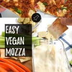 vegan mozzarella cheese PIN with text overlay.