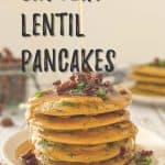 Savoury vegan pancakes pin with text overlay.