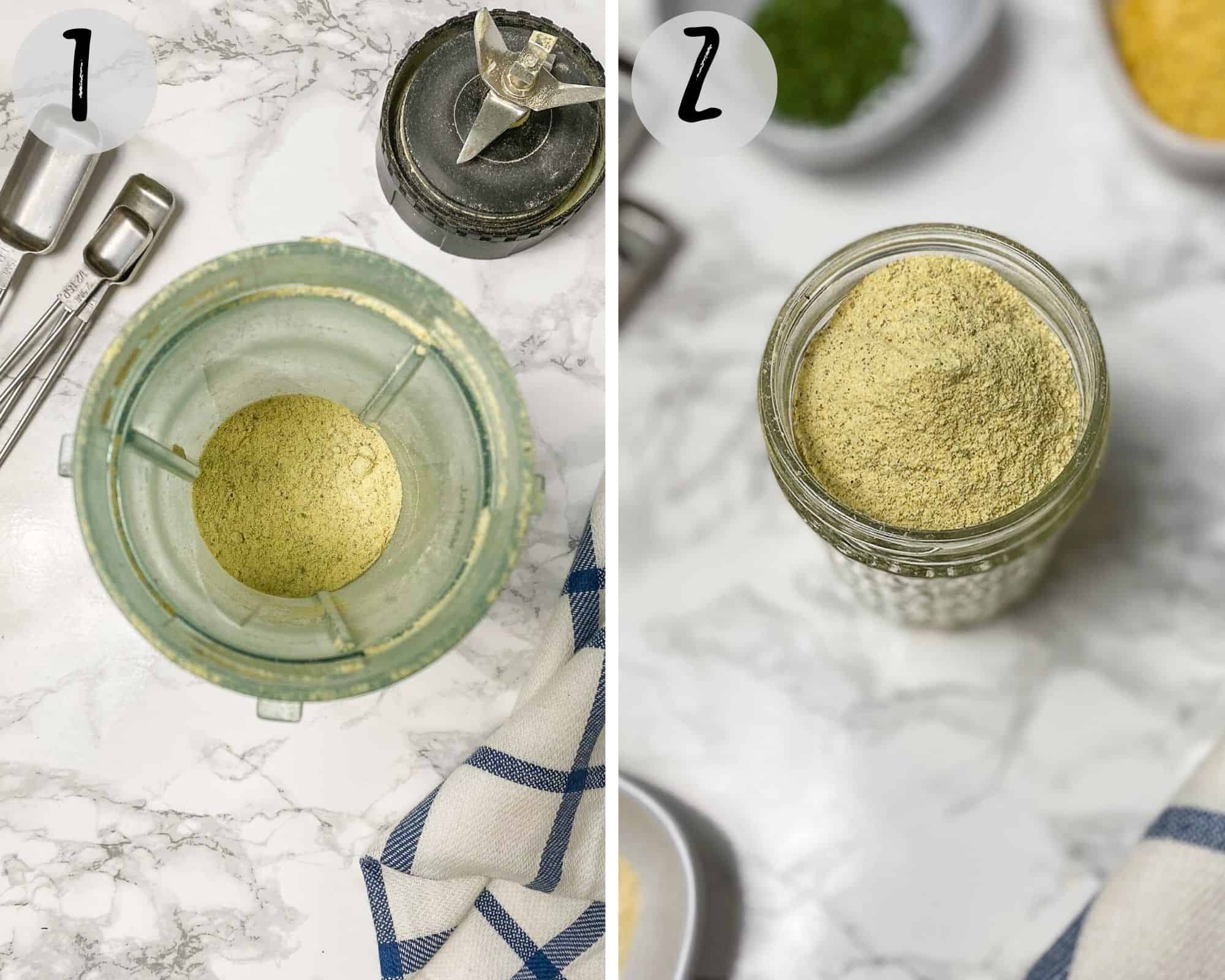powder soup mix in small blender and transfered to glass jar